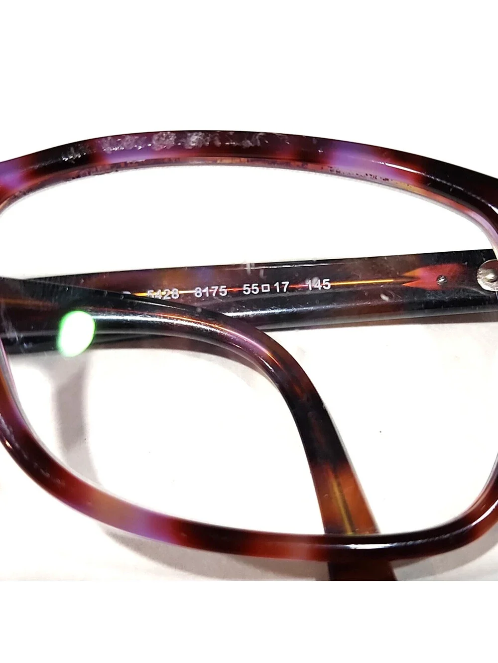Ray Ban RB5428 8175 Scratched Purple Tortoise Square Eyeglasses 55-17 145 Read